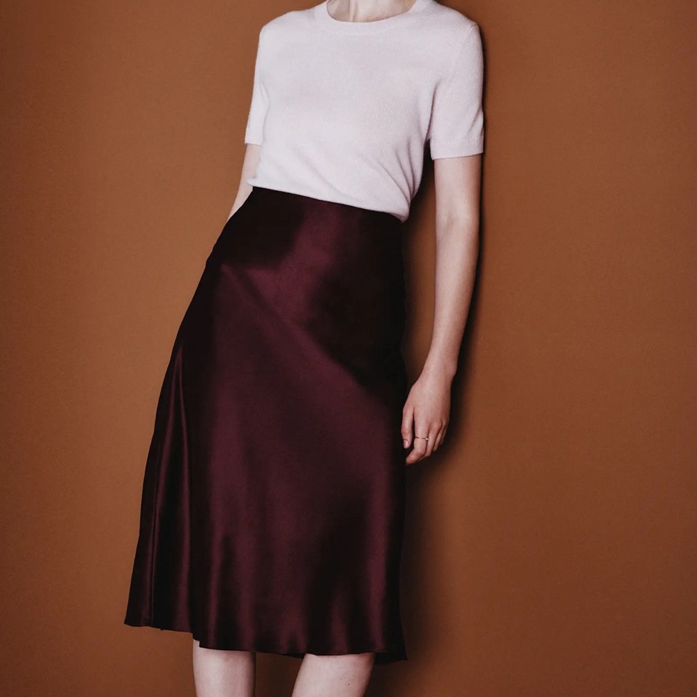 Quince knee-length silk skirt